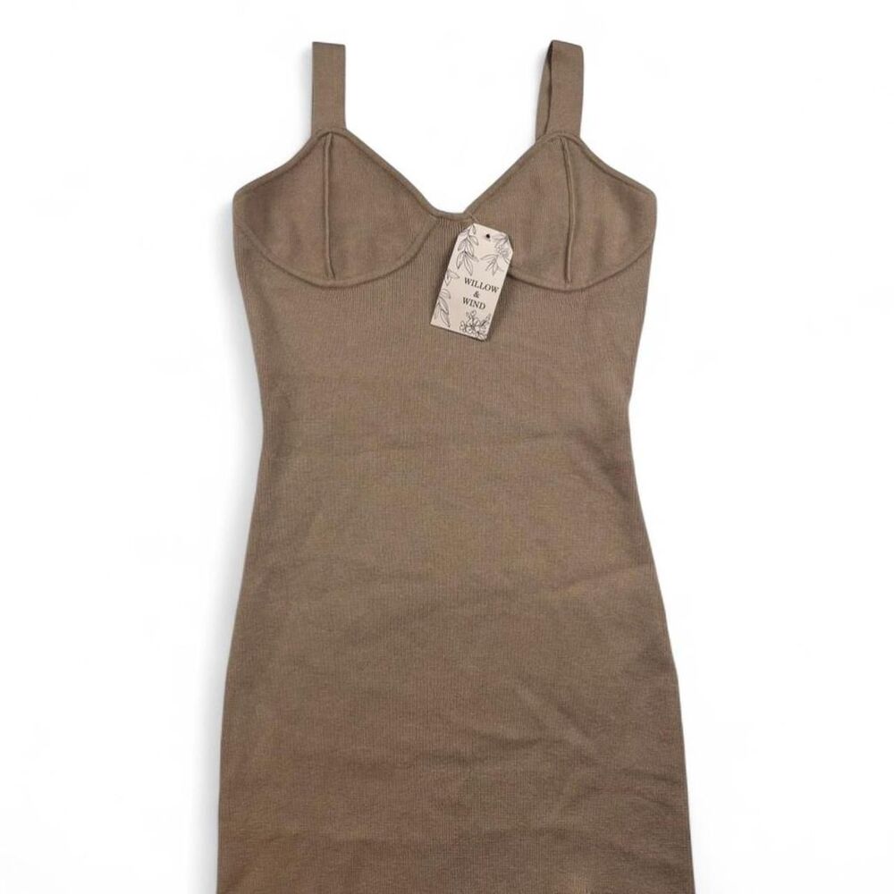 Willow & Wind Brown Midi Dress with Slit | Size Medium | NWT